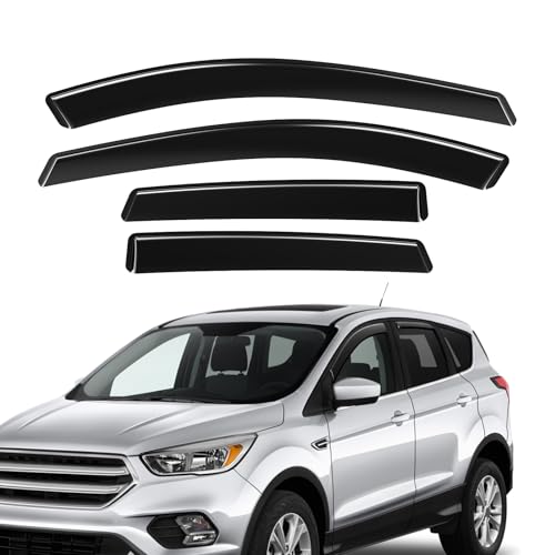in-Channel Rain Guards Fit for Ford Escape 2020 2021 2022 2023 2024 2025 2026, Side Window Wind Sun Deflectors, Durable 2020-2026 Escape Window Rain Guards Black 4PCS - size: 2020-2025 Ford Escape (In-Channel)