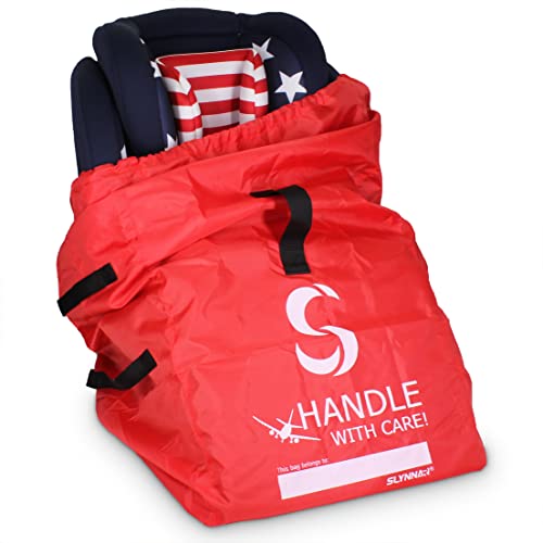 SLYNNAR Car Seat Travel Bag for Airplane - Fits Convertible Car Seats, Infant carriers & Booster Seats, Red Upgrade (Red Upgrade) - color: Red Upgrade