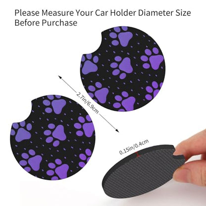 Purple Paw Print Steering Wheel Cover Dog Paw Print Steering Wheel Cover Anti-Slip Breathable Universal for 15 Inch Car with 2 Pieces Car Coasters Suitable for Men Women - color: Purple Paw Print1