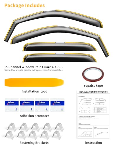 in-Channel Window Rain Guards Fit for Truck Chevrolet (Chevy) Silverado/GMC Sierra 2007-2013 Crew Cab Extra Durable Window Deflectors Window Visors Vent Shades Vent Visors Car Accessories - size: Fit for 2007-2013 Silverado/ Sierra Crew Cab