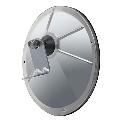 RETRAC 610583 8-Inch Stainless Steel Offset-Mount Convex Mirror Head with Plastic Ball Stud, J-Bracket, Universal Driver or Passenger Side