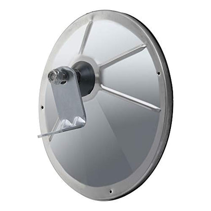 RETRAC 610583 8-Inch Stainless Steel Offset-Mount Convex Mirror Head with Plastic Ball Stud, J-Bracket, Universal Driver or Passenger Side
