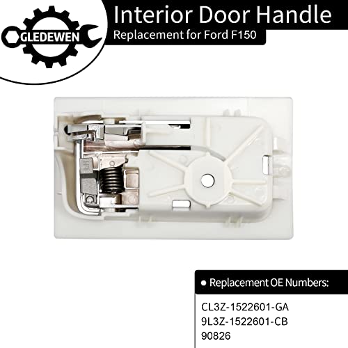 Gledewen Interior Door Handle, Compatible with 2009-2014 Ford F150, Front/Rear Inside Left Driver Side | CL3Z-1522601-GA 9L3Z-1522601-CB 90826 | Chrome Lever Gray Housing Inner Handle - color: Chrome Inner Left