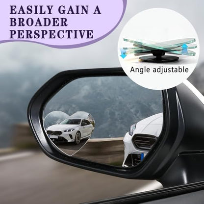 2PCS Blind Spot Mirror, Side Mirror Blindspot, Heart Shaped HD Glass Frameless Convex Rear View Mirrors, 360° Adjustable Wide Angle Auxiliary Mirrors Accessories Universal for Most Vehicles