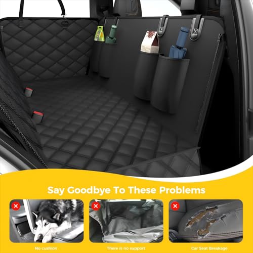 Dog Car Seat Cover for Back Seat,100% Waterproof Scratch Proof Nonslip Seat Cover,600D Heavy Duty Scratch Soft Dog Hammock for Car for Cars Trucks and SUVs（allblack