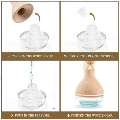 Refillable Car Air Freshener Hanging Diffuser, Empty Glass Bottle with Reed Sticks for Essential Oils, Car Scent Diffuser and Aromatherapy Pendant Decor for Women and Men (4PCS) - size: Reed Stick - 4PCS