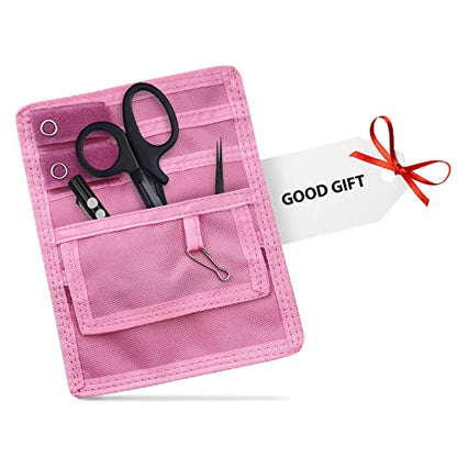 ASA TECHMED Nurse Pocket Organizer, Nylon 5 Pocket Nurse Scrub Organizer, 6 Inch x 5 inch, Pink - color: Pink