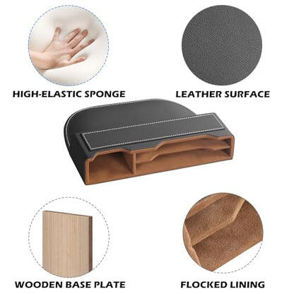 2-Pack Black Obsidian Car Seat Gap Filler - Premium Leather Wrapped Wood Organizer with Flocked Finish Universal Fit for Car SUV Truck Anti-Drop Console Side Storage Interior Accessories