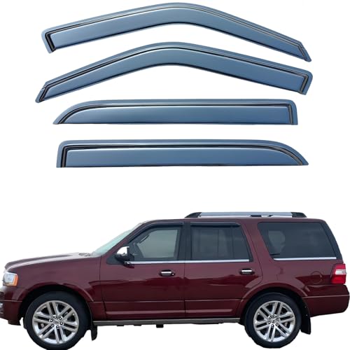 Tape On Window Visors Rain Guards Compatible with 1997-2017 Ford Expedition,1998-2017 Lincoln Navigator,Side Vent Visors Window Deflectors Shade for Ford Expedition 1997-2017,Car Accessories-4pcs - size: For Ford Expedition/Lincoln Navigator 1997-2017