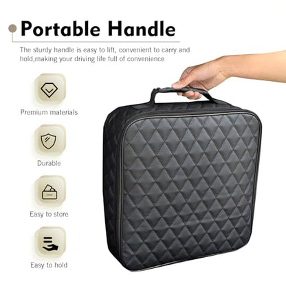 Car Jumper Cable Bag, 12.6In Leather Waterproof Tools Cable Bag, Portable Car Trunk Storage & Organizer for EV Charging Cord, Hoses, Universal for Road Trip Garage