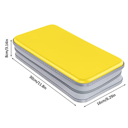 Siveit CD Case, DVD Case Holder 96 Capacity Hard Plastic CD DVD Disc Cases Storage Binder Wallet for Car Home Office Travel (Yellow) - color: Yellow