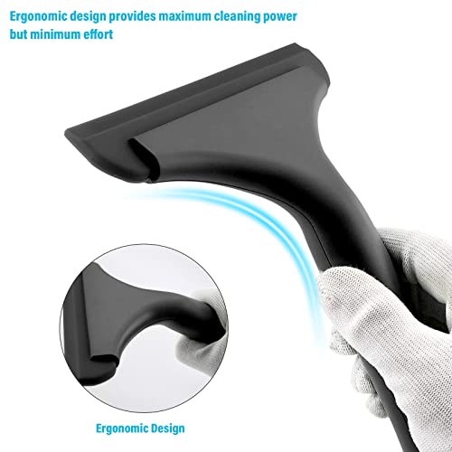 Gomake Small Silicone Squeegee Window Shower Squeegee Tool,Auto Water Blade for Car Windshield, Window, Mirror, Glass Door,Bathroom - color: Black+black