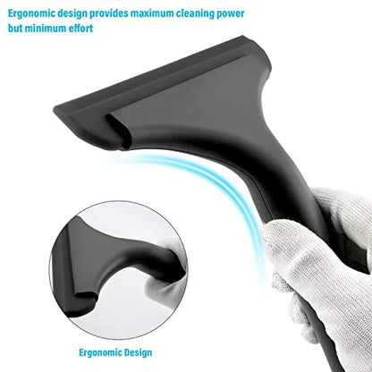 Gomake Small Silicone Squeegee Window Shower Squeegee Tool,Auto Water Blade for Car Windshield, Window, Mirror, Glass Door,Bathroom - color: Black+black