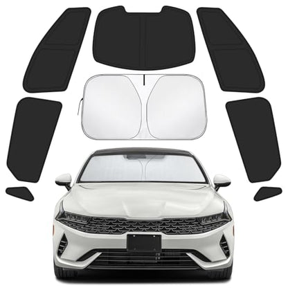 Car Window Shades for KIA K5 2021-2024 Accessories - Full Set 8PCS Side Window Sunshades with Memory Frame & Blackout Fabric, Privacy UV Shield for Camping/Travel - size: Fit for KIA K5 2021-2024