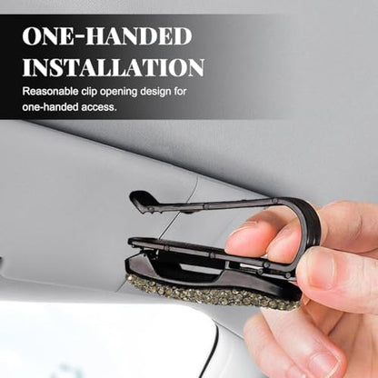 Wevdn 2 PCS Car Sun Visor Glasses Holder, Fashion Bling Car Eyeglasses Sunglasses Hanger for Women Girls, Glasses Holder Clip Hanger Mount with Ticket Card Clip, Car Accessories (Gray) - color: Gray