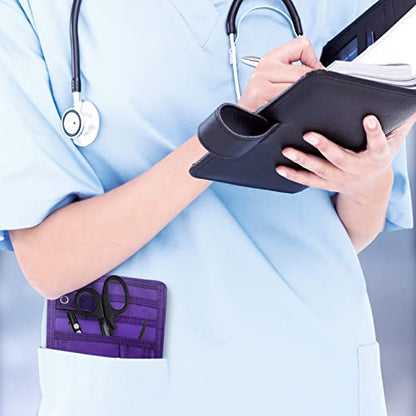 ASA TECHMED Nurse Pocket Organizer, Nylon 5 Pocket Nurse Scrub Organizer, 6 Inch x 5 inch, Purple - color: Purple