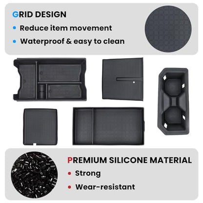 5PCS Center Console Organizer Tray and Wireless Charging Mat Compatible with 2026 Toyota RAV4 Armrest Bottom Tray Cup Holder Center Console Silicone Pad Interior Accessories(Not for Limited) - style: 5 PCS Center Console Tray
