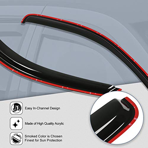Auto Dynasty Replacement for Dodge Dakota 2pcs in-Channel Window Vent Visor Deflector Rain Guard (Dark Smoke) - size: 97-04 Dodge Dakota