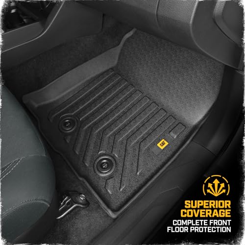 CAT® JustFit™ 3D All Weather Floor Mats for Toyota Tacoma 2016-2023, Custom Fit Heavy Duty Rubber Car Mats Full Set for Double Cab and Automatic Only, Tacoma SR/SR5/TRD/Limited/Trail Accessories - style: Toyota Tacoma (2016-2023)