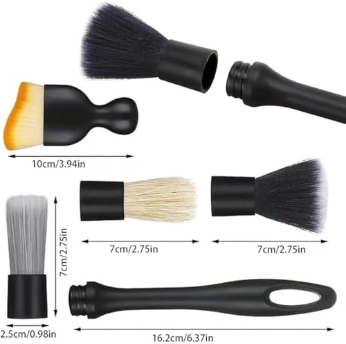 8PCS Car Detailing Brush Set, Car Detailing Brush, Soft Car Cleaning Brush, Suitable for Cleaning Car Interiors, Including Air Vents, Center Console, Seat Gaps, and More - color: 8pc Black White Brown Upgraded