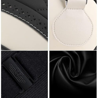 LUNDA Luxury Car Neck Pillow Car Travel Neck Rest Pillows Seat Cushion Support Napa Leather for Mercedes Benz S-Class headrest (Black - color: Black