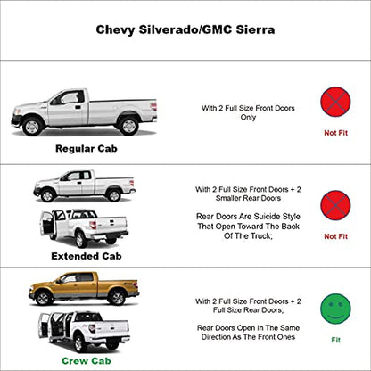 Side Window Visor Vent Deflector fit for 2007-2014 Chevy Silverado/GMC Sierra 1500/2500HD/3500HD Crew Cab, 07-14 Yukon XL/Suburban/Avalanche,4pcs Out-Channel Sun Rain Guards 94515 - size: 07-14 Silverado/Sierra Crew Cab (Full Rear Door)