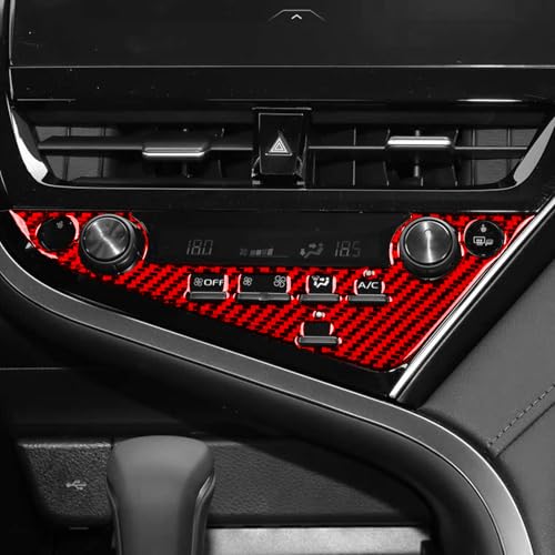 Carbon Fiber Compatible with Toyota Camry 2018 2019 2020 2021 2022 2023 2024 Accessories Car Dashboard A/C Control Knob Trim Panel Interior Sticker Red -A - color: Ac Control Buttons -a