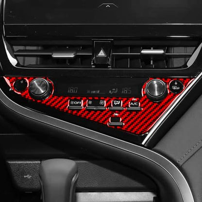 Carbon Fiber Compatible with Toyota Camry 2018 2019 2020 2021 2022 2023 2024 Accessories Car Dashboard A/C Control Knob Trim Panel Interior Sticker Red -A - color: Ac Control Buttons -a