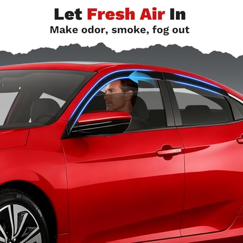 Canvcle Civic Rain Guards - Window Visors for Honda Civic Sedan 2016-2021, Outside-Mount Tape-On Side Window Wind Deflectors for Civic Accessories, Vent Visors Shades Rainproof 4PCS - size: Honda Civic 2016-2021