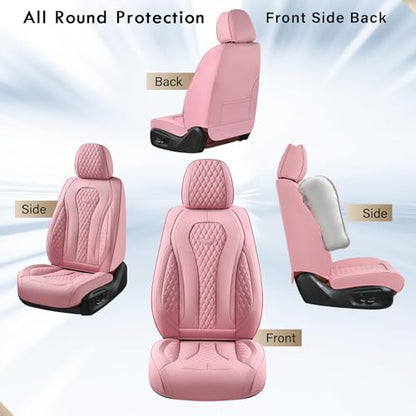 Coverado Seat Covers, Car Seat Covers Front Seats, Pink Car Seat Covers, Waterproof Auto Seat Covers, Seat Cushion, Front Seat Covers Leatherette Car Seat Protector Universal Fit Most Cars - color: Pink, size: FrontPair