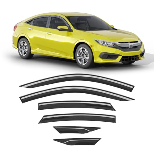 6-pcs Low-Profile Window Rain Guard for Honda Civic Sedan 4dr 2016-2021 Side Window Visors Extra-Thick Vent Visor LX Sport Touring EX-L Window Deflectors Vent Shades Car Accessories - size: Fit for 2016-2021 Honda Civic Sedan 4dr LX