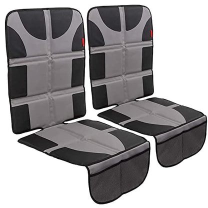 Lusso Gear Car Seat Protector - 2-Pack Waterproof Padded Shield & Mesh Pockets for Baby Travel Gear - Universal Fit Seat Covers for Cars & SUVs - Non-Slip Heavy-Duty Protection - Gray, Universal Fit - color: 2-Pack Gray