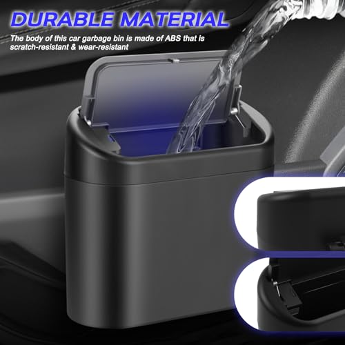 Upgraded Car Trash Cans with Lid & Light,Leakproof Car Trash Bin with 30 Trashes Bags for Door/Seat Backs,Multifunctional Cars Garbage Can as Cars Organizer for Most Vehicles