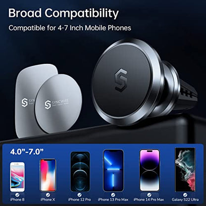 SYNCWIRE Magnetic Phone Holder for Car, 360° Rotatable Super Strong Magnets Air Vent Cell Phone Car Mount Compatible with iPhone, Android, Samsung