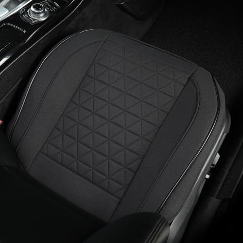 West Llama Linen Front Car Seat Cover Protector Anti-Slip Bottom Seat Cover Fits 95% of Vehicles,Wrapping Around The Bottom,Triangular Pattern(Black-1Pcs) - color: Triangular Pattern-Black, size: 1pc