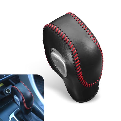 Downhill 1 PC Car Gear Shift Knob Cover, Anti-Slip Leather gear shift knob Protecto, Original Shift Knob Cover Decorative Accessories, Compatible with Ford Mondeo, Explorer, and Focu (Red) - color: Red