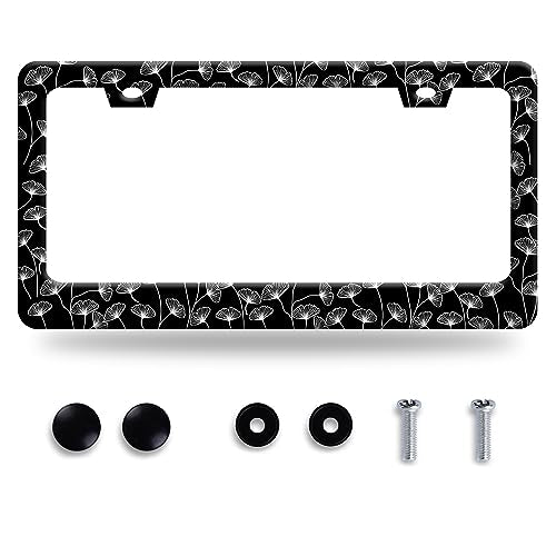 Ginkgo biloba Leaves License Plate Frame Beautiful Floral Flower License Plate Stainless Steel Auto Parts Funny License Plate Decorative with Screws Size 12.3" x 6.3" Men Women - color: Ginkgo biloba leaves