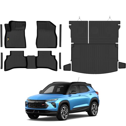 Floor Mats for Chevy Trailblazer AWD 2021-2025 2026 Trunk Mat with Backrest Mat All Weather TPE Full Set Liners & Door Sill Guards for Chevrolet Trailblazer Accessories, Black (Upper Cargo Floor Mat) - size: For Chevy Trailblazer AWD 2021-2026