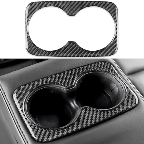 NVCNX Real Premium Carbon Fiber Accessories for Dodge Durango 2011-2020 2012 2013 2014 2015 2016 2017 2018 2019 Car Rear Cup Holder Cover Interior Trim Sticker Decal 1PC - color: 2011-2020 Rear Cup Holder Trim