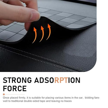 Car Dashboard Non Slip Mat, 11.8" x 5.9" Anti-Slide Grid Sticky Dash Pad, Multifunctional Dashboard Gripping Pad for Cell Phones, Keys, Sunglasses, Electronic Devices (Black & Gray) - color: Black & Gray