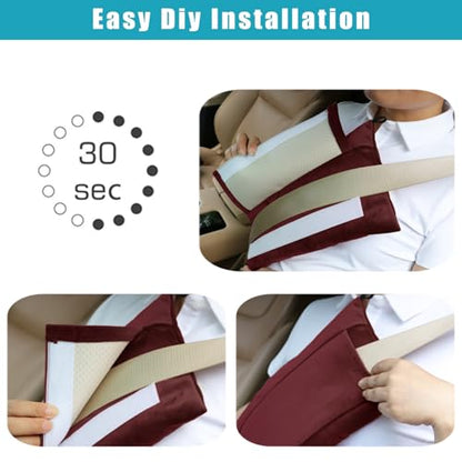 Super Soft Seatbelt Pillow, Seat Belt Pillow for Mastectomy Post-Surgery, Seat Belt Cushion for Heart Surgery Recovery, Hysterectomy Abdominal Incision Recovery Seatbelt (Wine, Large) - color: Wine