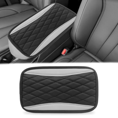 Car Center Console Cover, Universal Leather Waterproof Armrest Seat Box Cover Protector, Comfortable Car Decor Accessories Fit for Most Cars, Vehicles, SUVs-Gray - color: gray