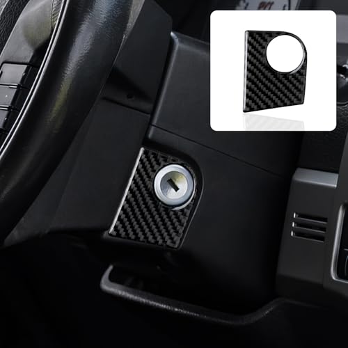 Car Carbon Fiber Car Start Switch Trim Interior Ignition Keyhole Button Decal Interior Trim Cover Accessories for Ford F150 2009 2010 2011 2012 2013 2014 - color: Keyhole Button