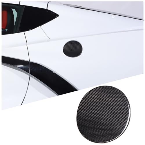 Car Fuel Tank Gas Door Cover Trim for Corvette C8 2020-2024 Real Carbon Fiber Oil Gas Cap Exterior Accessories Decoration Sticker (Black, Standard) - size: Standard, style: Black