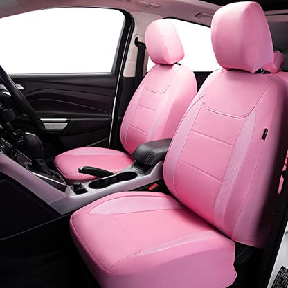 Flying Banner car seat Covers Protects Water Proof Faux Leather Carbon Fiber Fronts Rear Bench Covers (Pink Pink, Full Set - 8PCS) - color: Pink Pink, size: Full Set -- 8pcs