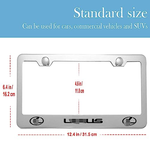 2 Pieces Aluminum Alloy Silver Fit for Lexus License Plate Frame, Applicable to Standard US License Plate Frame-L8