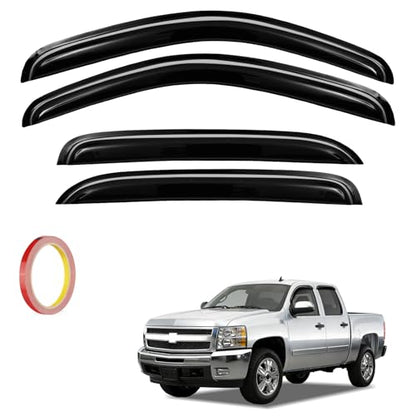 4Pcs Window Vent Visors, Outside-Mount Window Deflectors, Rain Guards for 2007-2013 Chevy Silverado Avalanche & GMC Sierra 1500 Crew Cab - size: 2007-2013 Silverado/Sierra