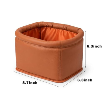 Leather Car Trash Can, Luxury Car Organizer, Leakproof Garbage Can for Car and Trucks, Brown - color: Brown