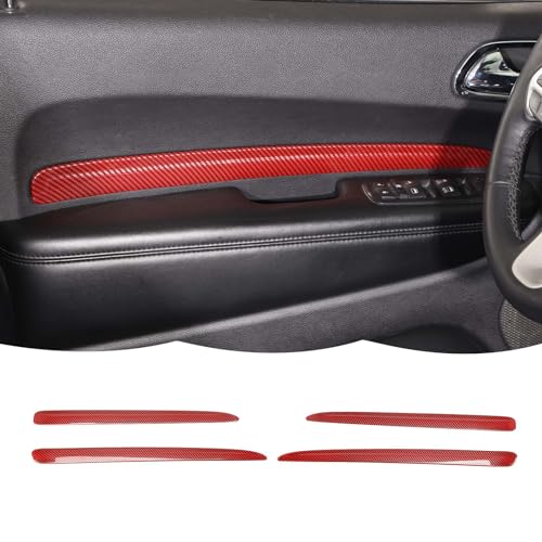 Inner Door Strip Cover Trim Decoration Interior Accessories Compatible with Dodge Durango 2011-2020,Red Carbon Fiber - color: Red Carbon Fiber