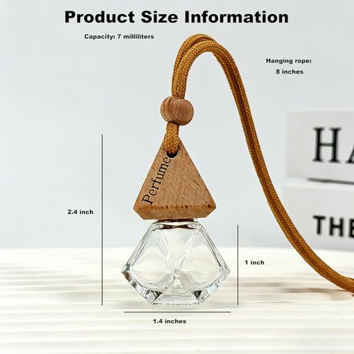 2-Pack Hanging Car Air Freshener, Refillable Glass Diffuser Bottle with Wooden Cap, Drift Car Freshener for Essential Oils, Long-Lasting Scent - Car Accessories for Women Men-Rhombus - size: Rhombus - 2PCS